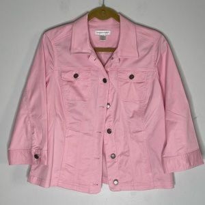 CHRISTOPHER BANKS Pink 3/4 Sleeve Button Front Lightweight Jacket Size Medium